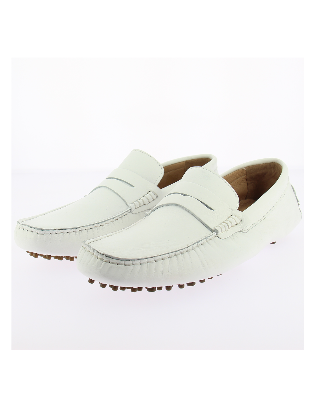 hylton mocassin homme 82985-03 cuir blanc