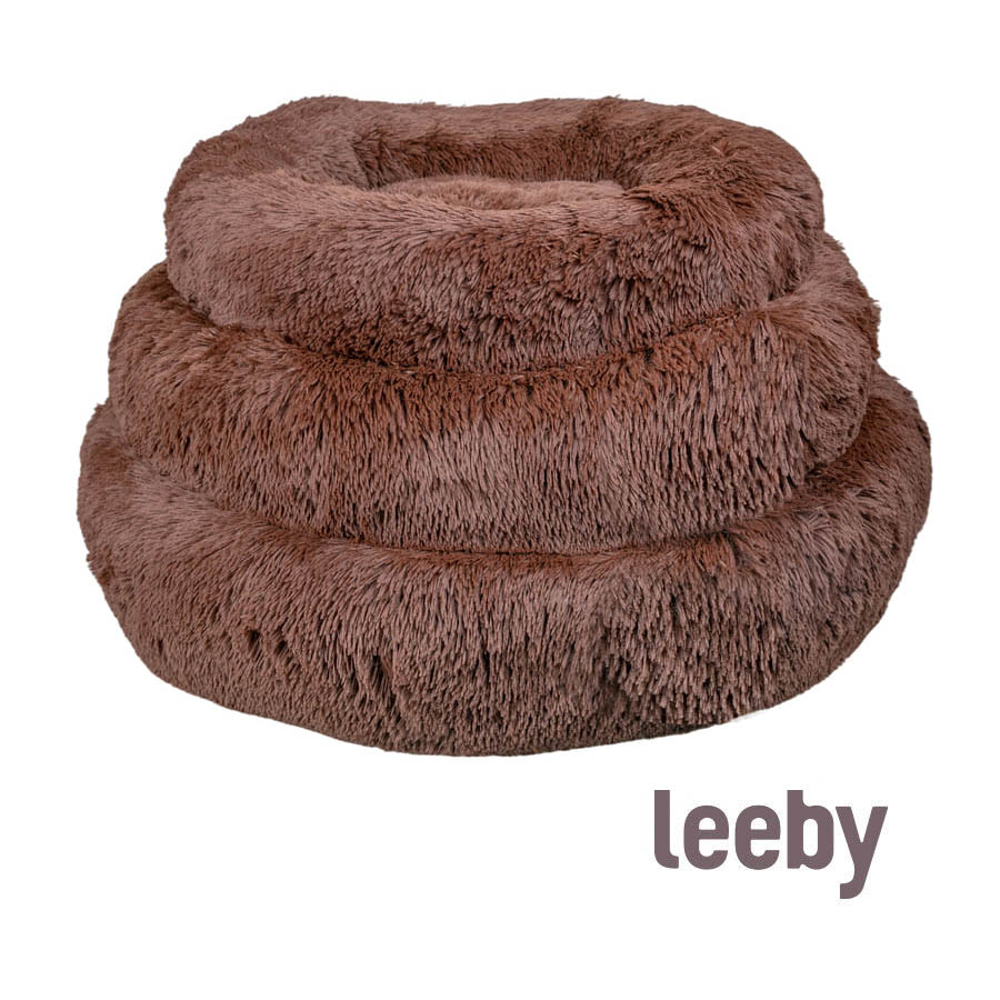 Cama redonda antiestresse marrom para cães Leeby