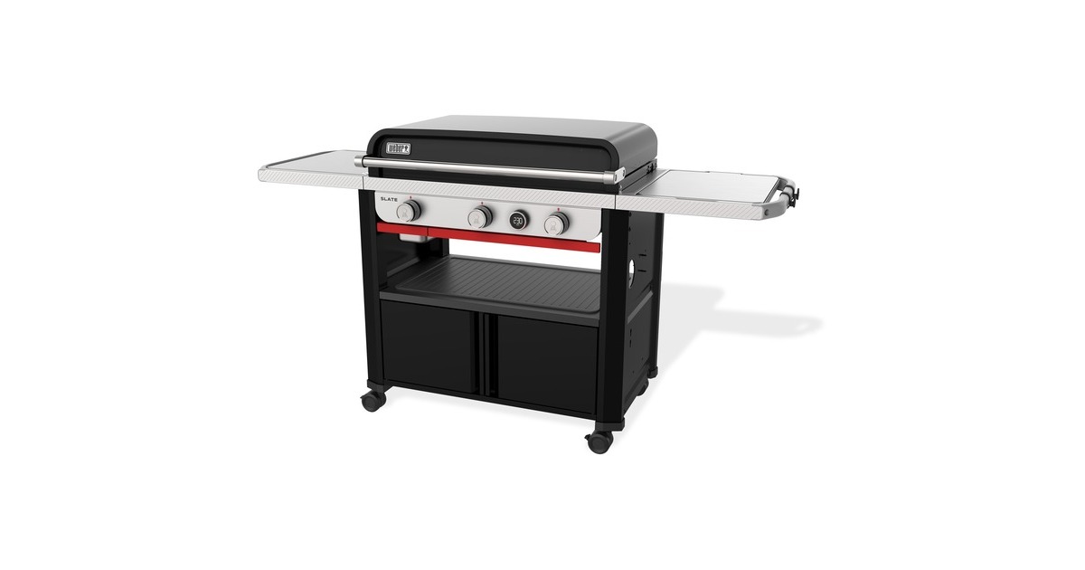 WeberSLATE GPD Premium Stand-up Griddle 76 cm Plancha gasbarbecue  (Zwart, 3 branders | opklapbare zijtafels | kastruimte | 260 °C en hoger)
