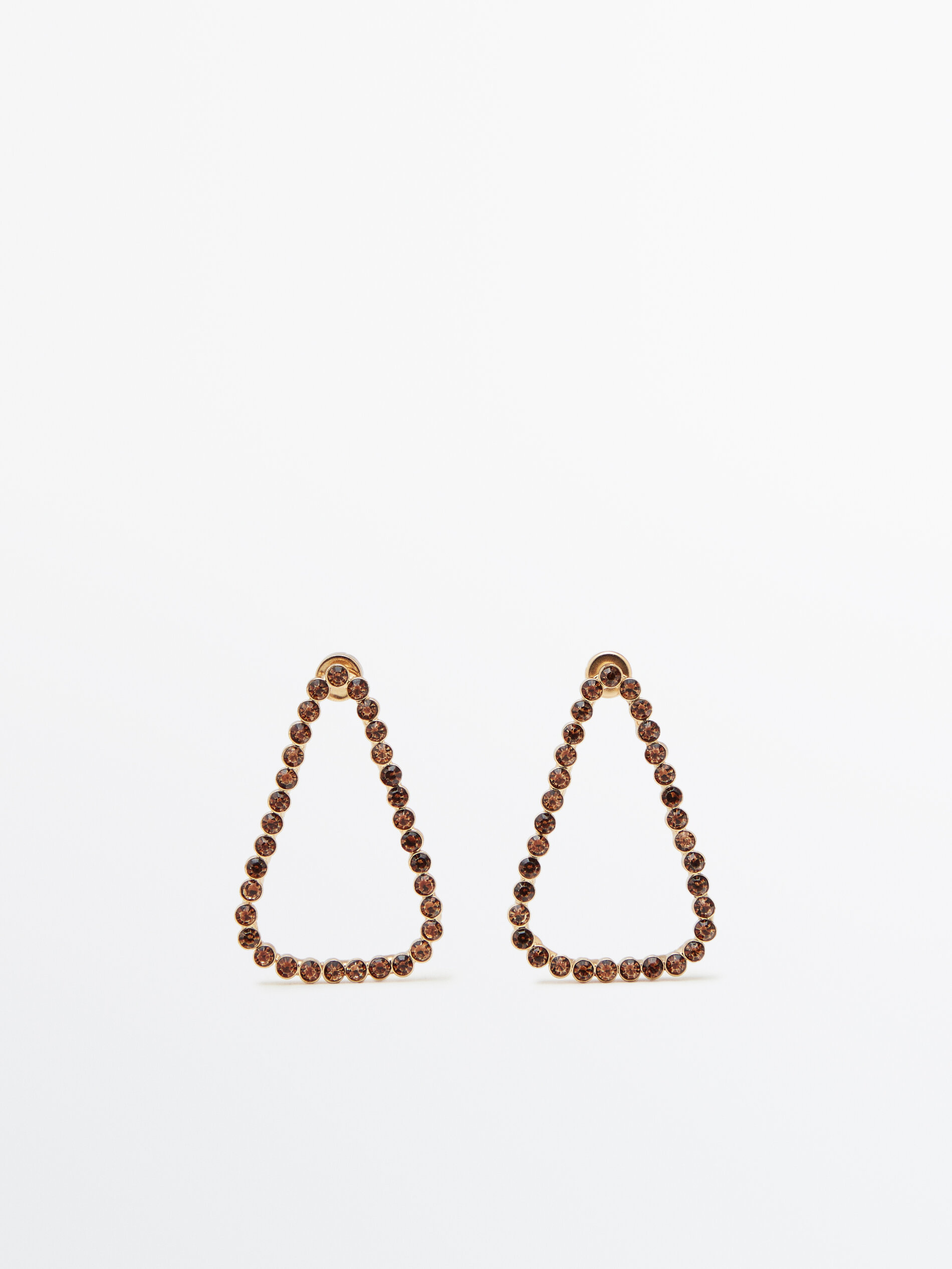 Pendientes triángulo piedras baño oro - OURO