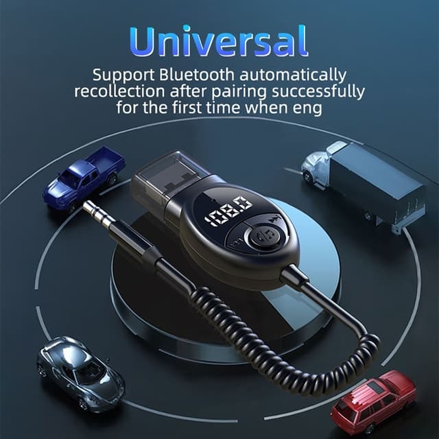 W8 Bilens Audio Adapter Bluetooth-modtager FM-transmitter med teleskopisk kabel