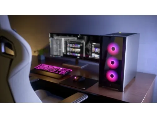 CORSAIR | iCUE 4000X RGB – Miditower - ATX - ingen strømforsyning - Sort - USB/Lyd