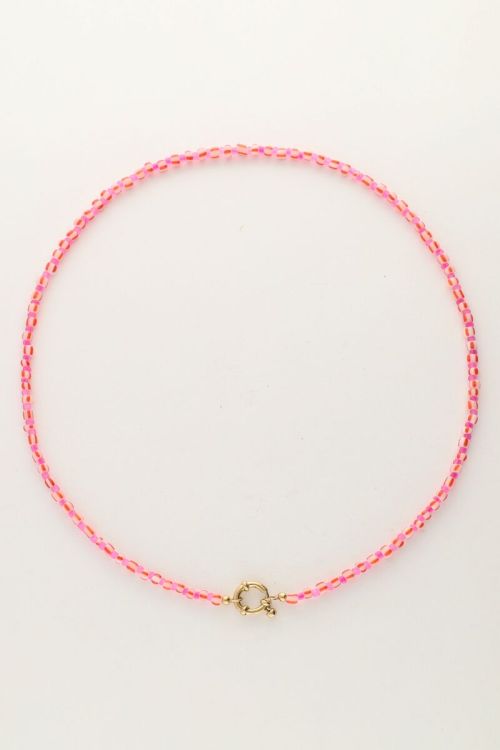 Island rode kralen ketting met slotje