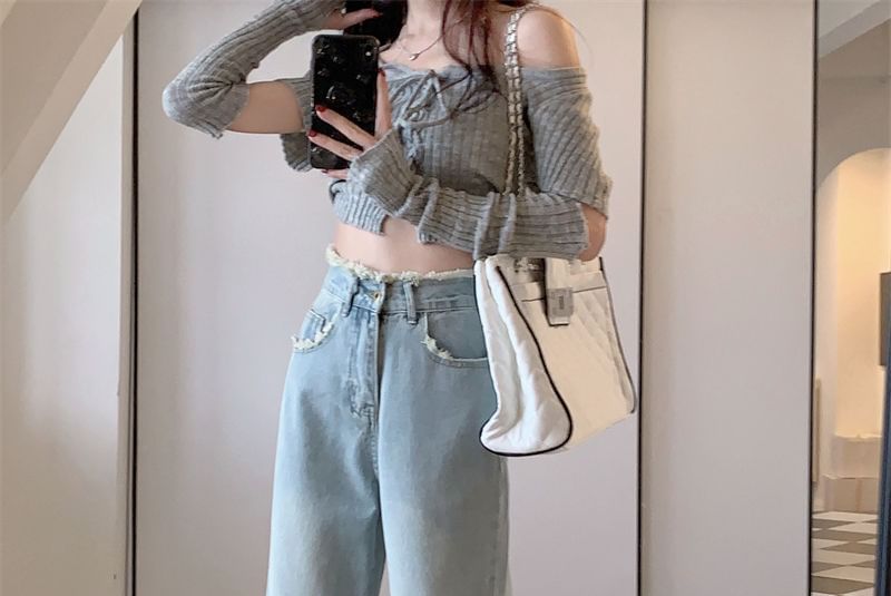 Coline - High Rise Washed Wide Leg Jeans