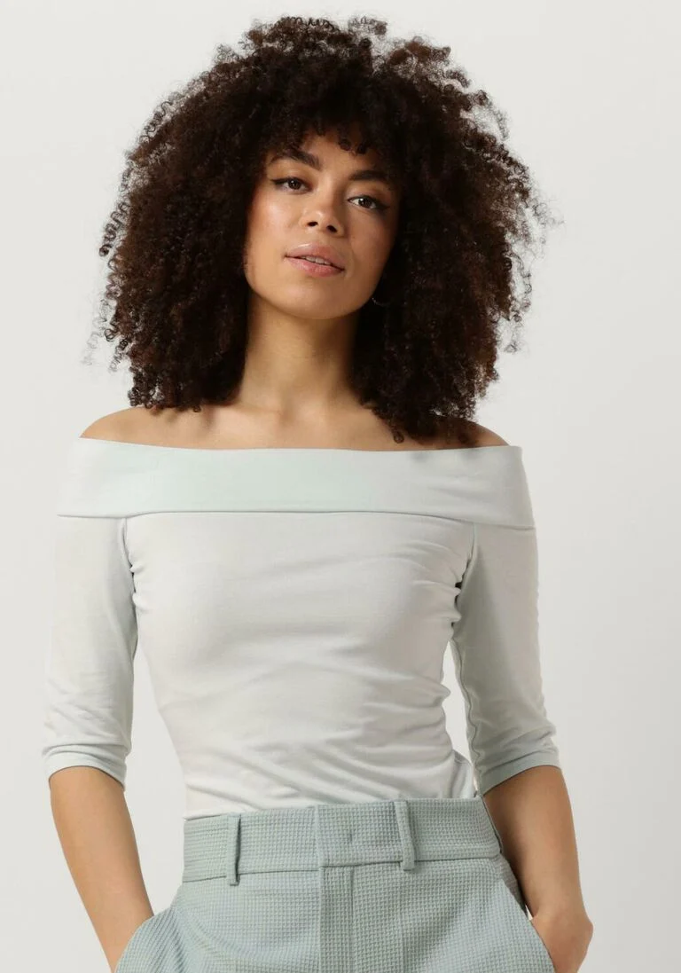 VANILIA blauwe vanilia top viscose off shoulder ssl