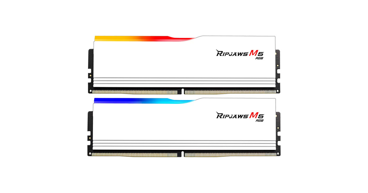 G.Skill64 GB DDR5-6800 (2x 32 GB) Kit werkgeheugen  (Wit, F5-6800J3445G32GX2-RM5RW, Ripjaws M5 RGB, XMP)