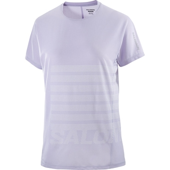 Salomon Sense Aero Graphic T-Shirt Cosmic Sky / White Damen