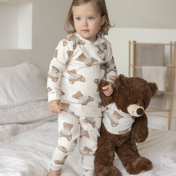 Feetje Teddy Bear Pyjama - Maat 56 - Offwhite Melange