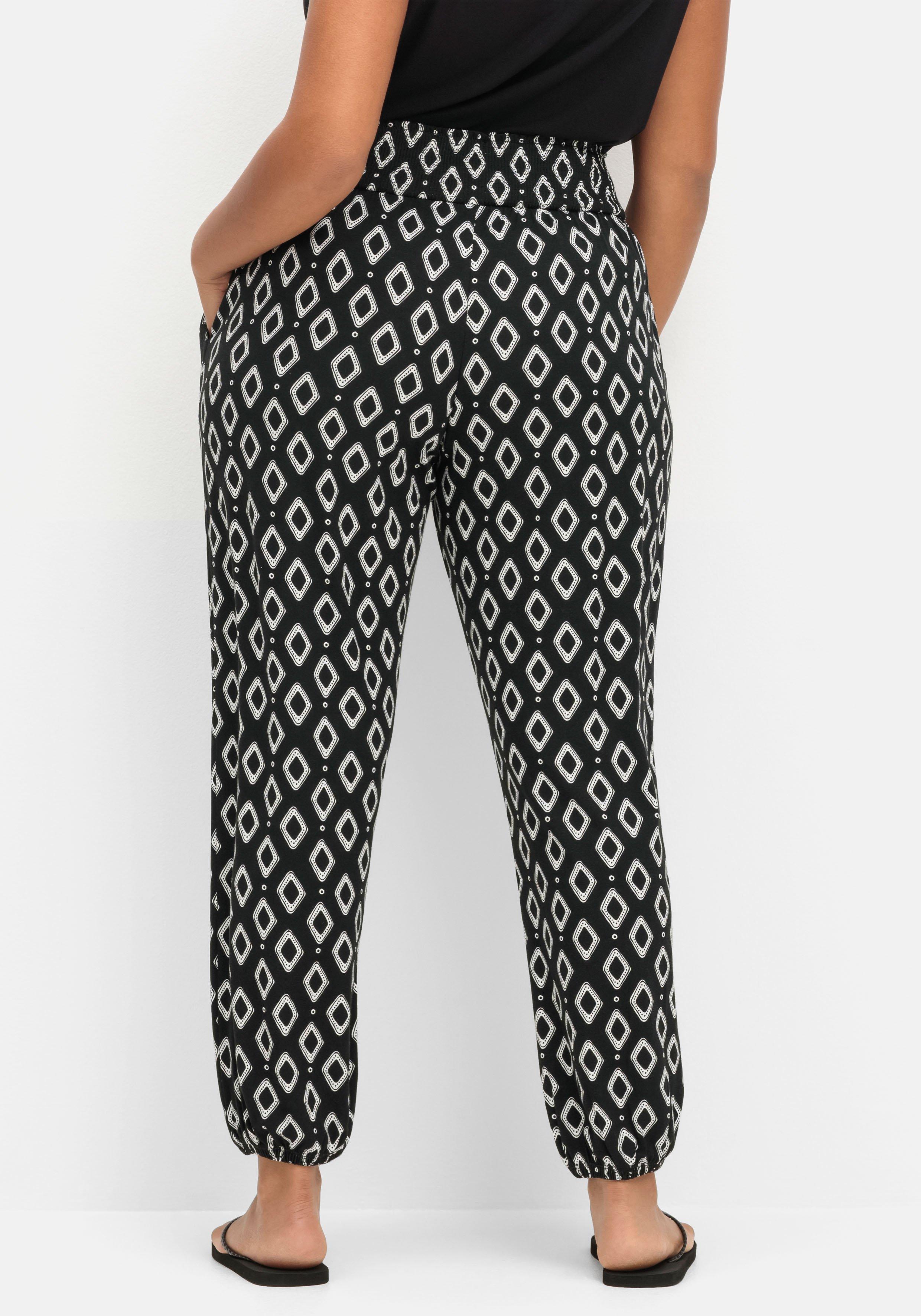 Bedruckte Jerseyhose mit breitem Smokbund