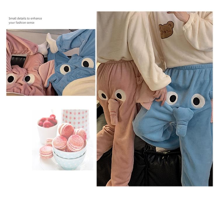 Sweetzer - Koppel bijpassende elastische taille olifant fleece harem pyjamabroek (verschillende ontwerpen)