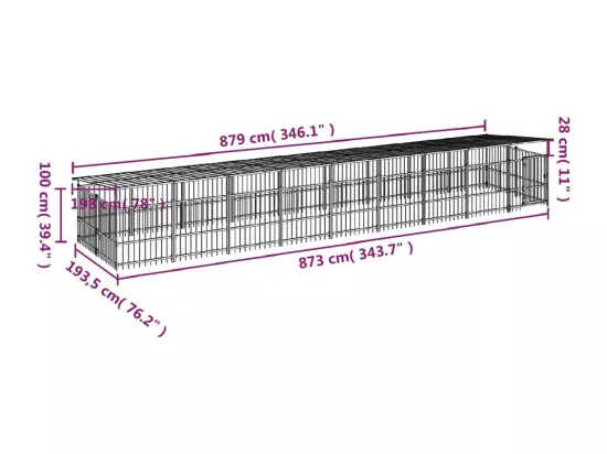 Chenil cage enclos pac noire 879 x 198 x 128 cm 02_0041750