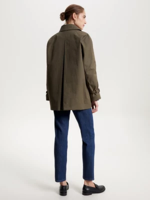 Trench coat curto de abotoamento duplo