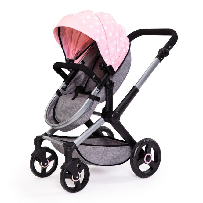 Kombi Puppenwagen Xeo - Rosa-Grau