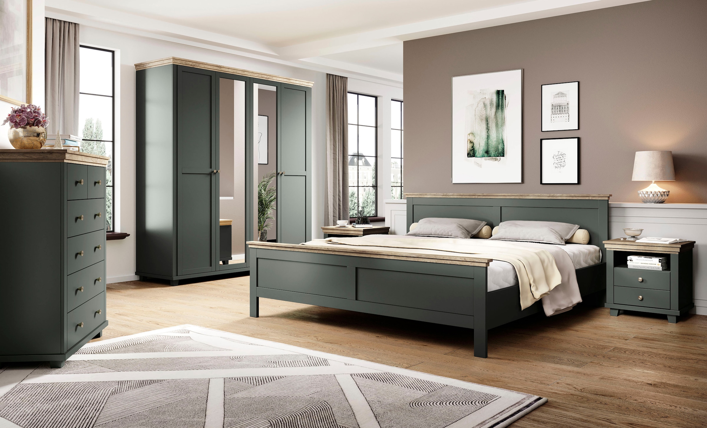 Home affaire Bettgestell »Evora, Landhausstil, Doppelbett, in 3 Grössen erhältlich« aus FSC®-zertifiziertem Holzwerkstoff