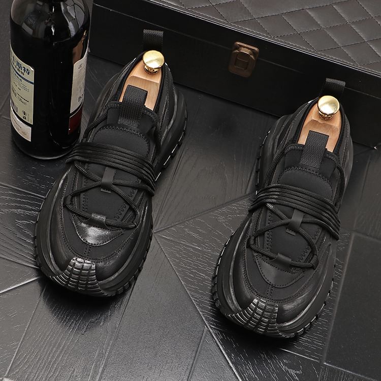 Mr Ozera - Platform Plain Lace Up Sneakers
