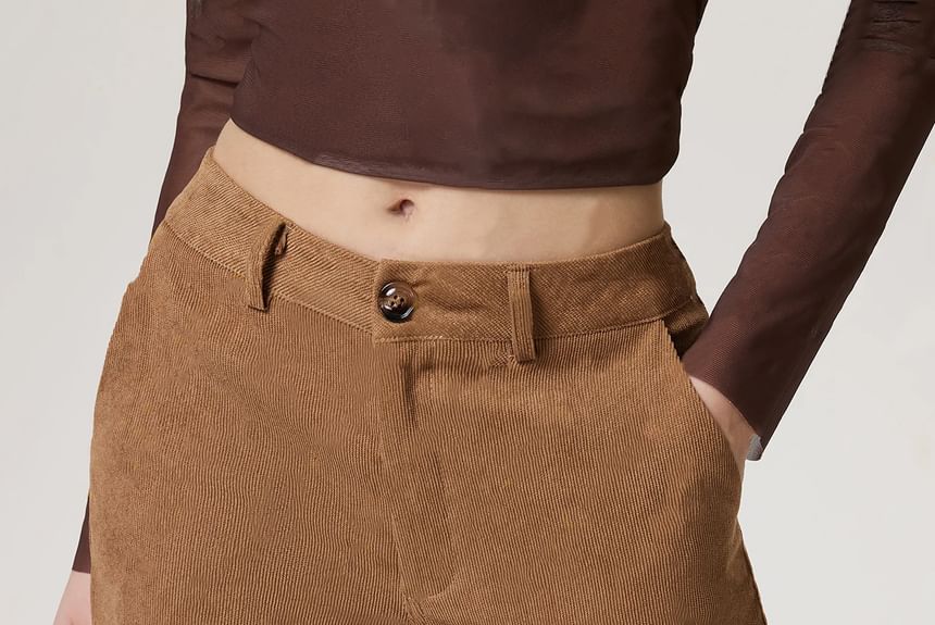 blossomgal - Lage taille corduroy broek met wijde pijpen