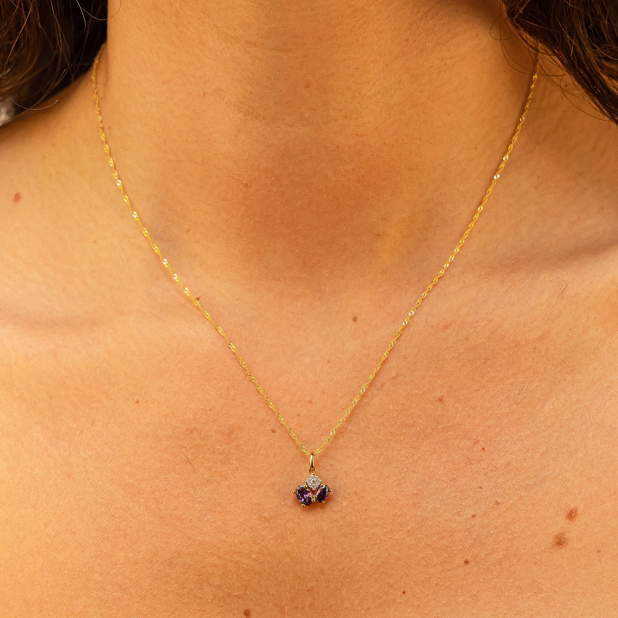 Fascination by Ellen K. Halskette Gold 375 mit echtem Amethyst + Zirkonia