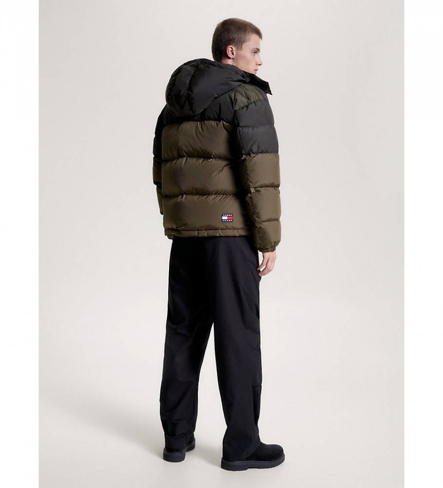 Jaqueta Tommy Jeans Alaska acolchoada, bloco de cor verde