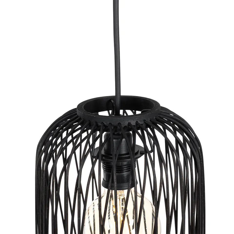 Qazqa hanglampen buiten calamus zwart e27