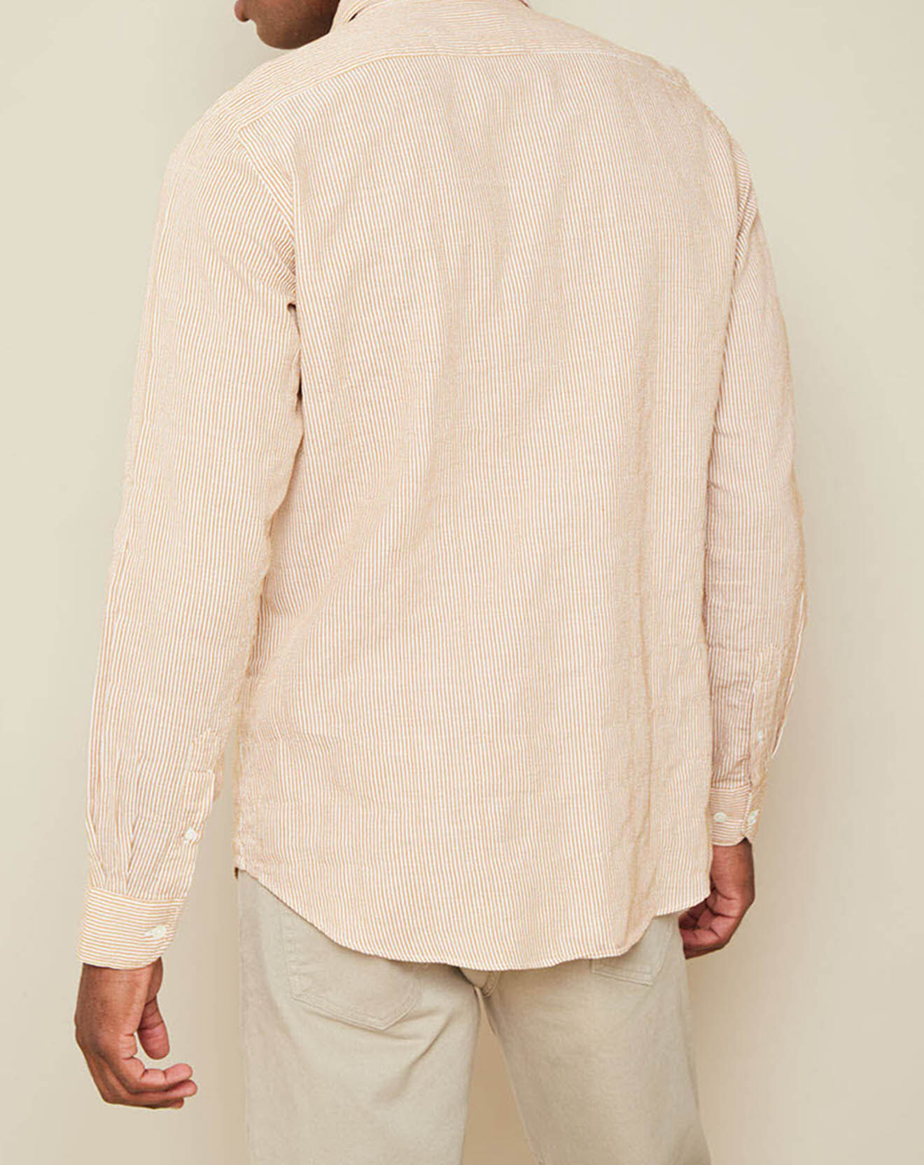 Hartford Chemise Slim Fit Sammy à rayures moutarde/blanc
