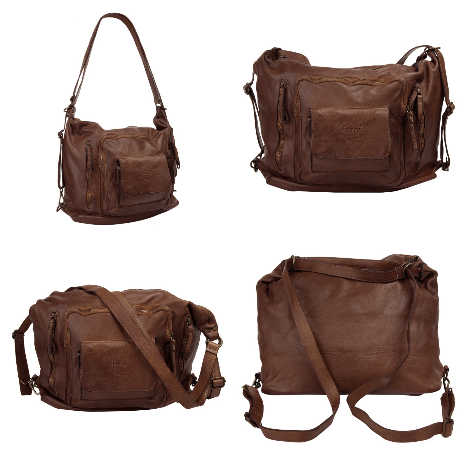forty° Cityrucksack echt Leder, Made in Italy