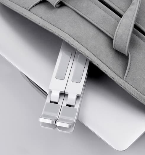 Sammenfoldeligt laptopstativ i sølvfarvet aluminiumslegering