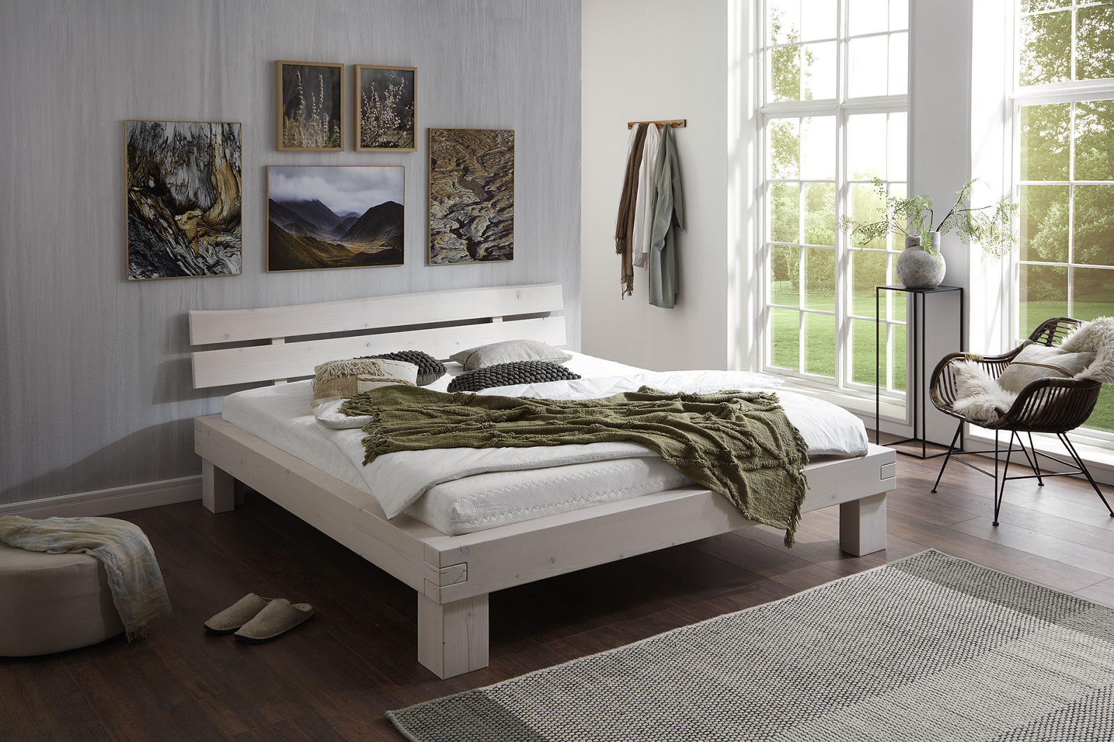 Futonbett BELLMUND - weiß - Fichte massiv - 140x200 cm