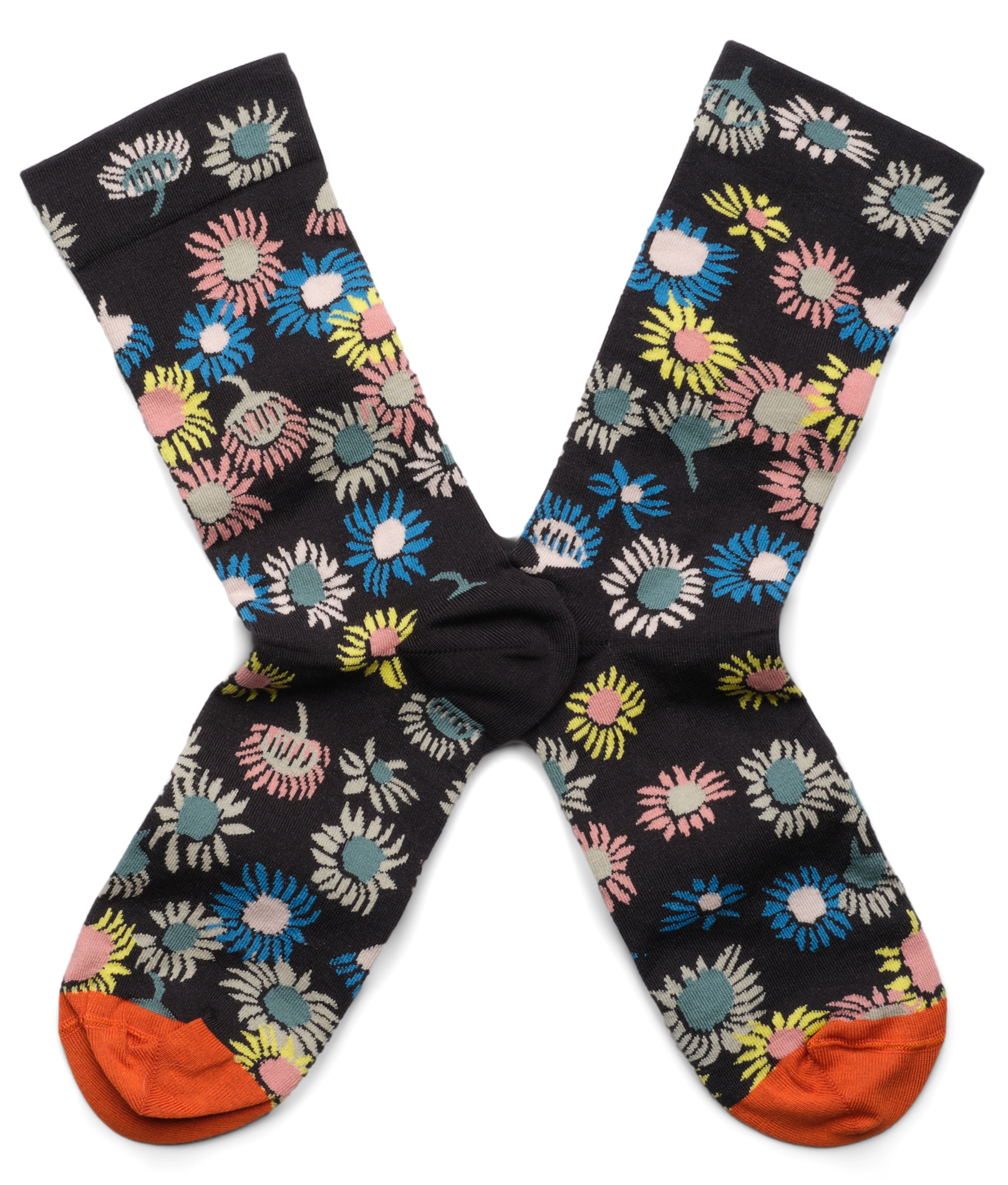Chaussettes à motif fleuri en coton mélangé | Multicolore