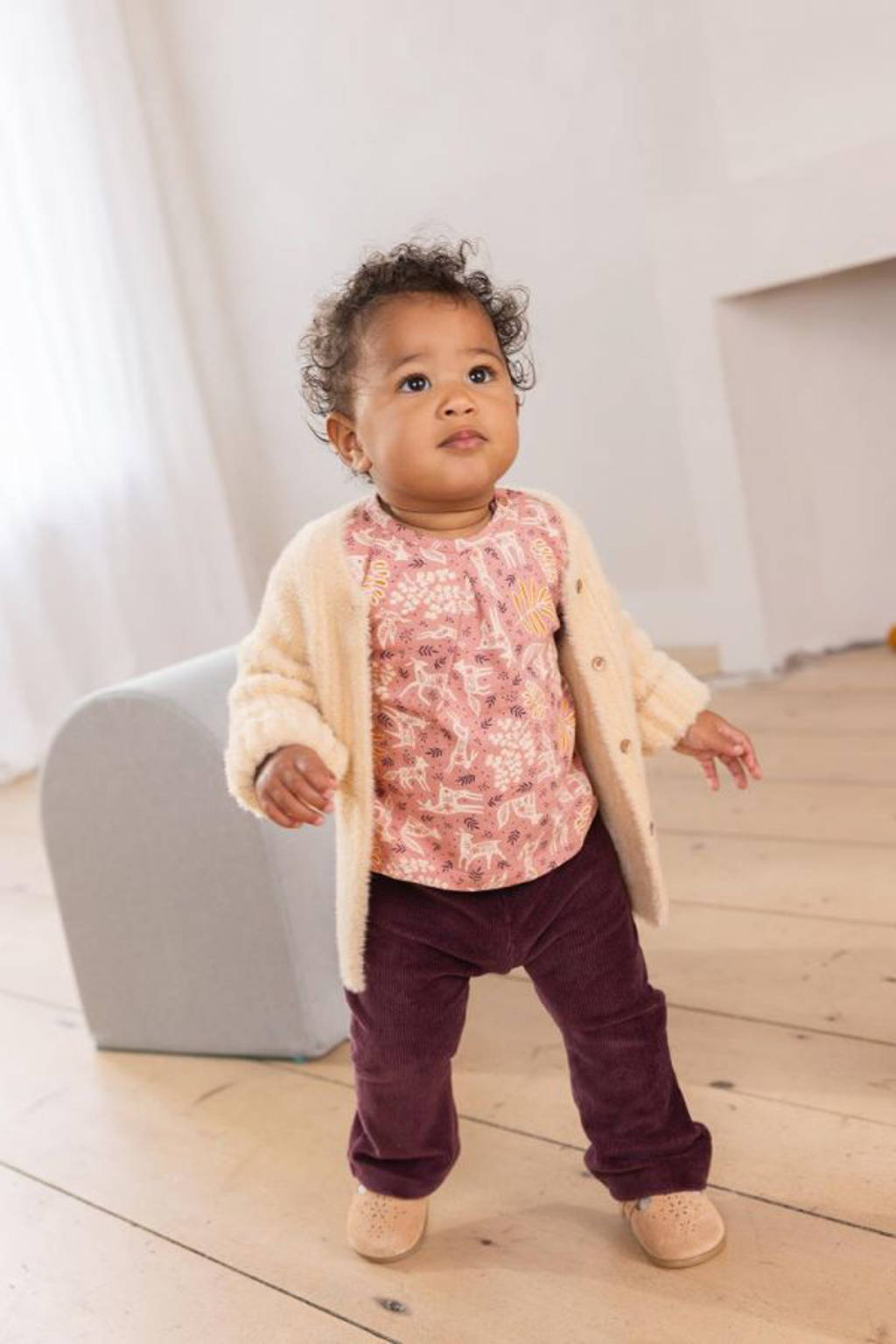 Noppies vest beige grof gebreid