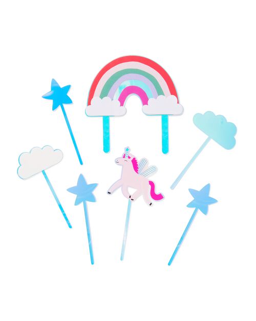 cake topper réutilisable arc-en-ciel 7 pièces