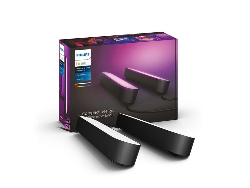 Philips Hue White & Color Ambiance Play 2er-Pack Lightbar B Hue Light Bar, Schwarz (2 Stück)