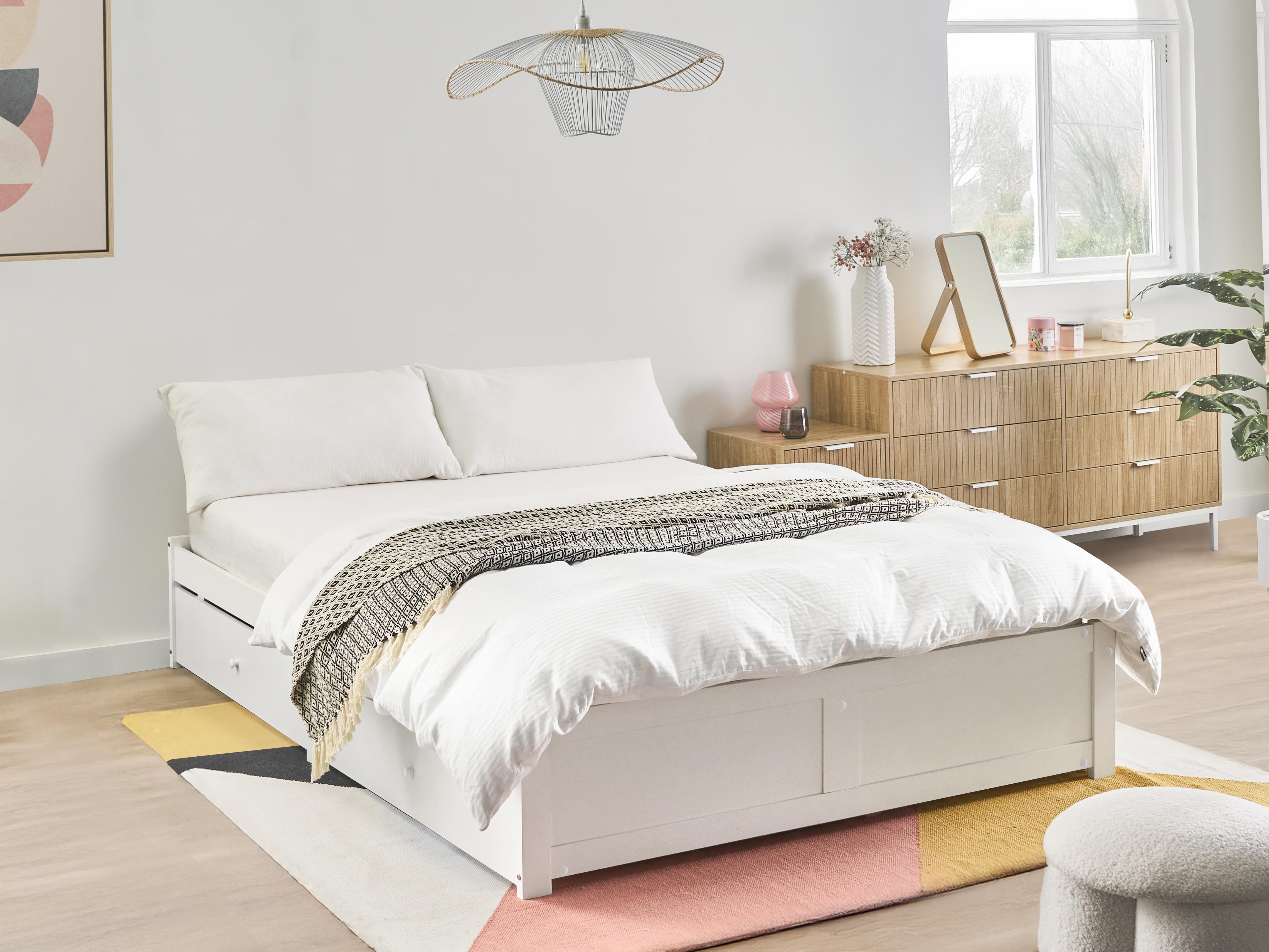 Bed met opbergruimte zonder hoofdbord BRUX 180 x 200 cm Wit