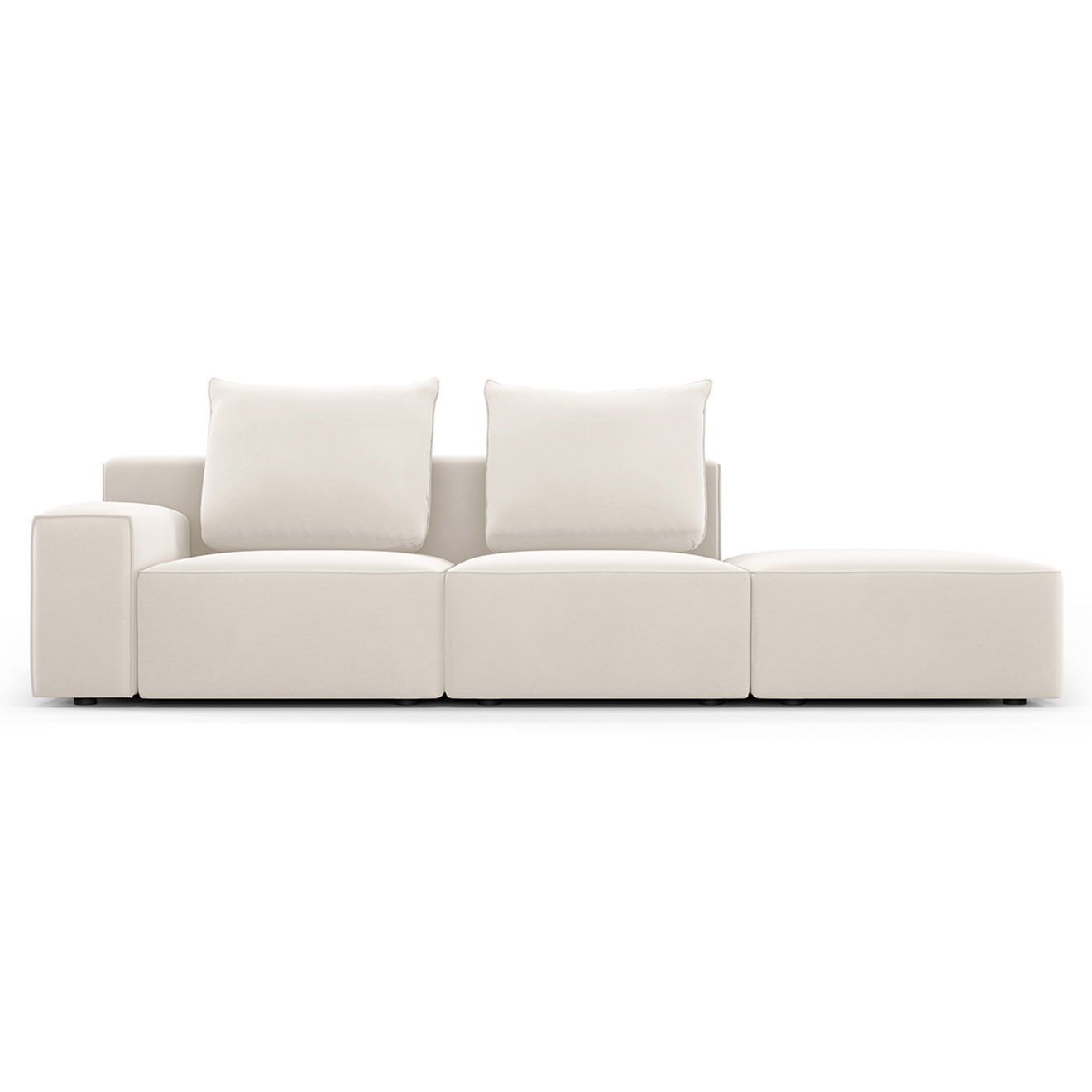 Mazzini Sofas Canapé Droit en Velours Ivy 4 Places beige - 265x105x89 cm