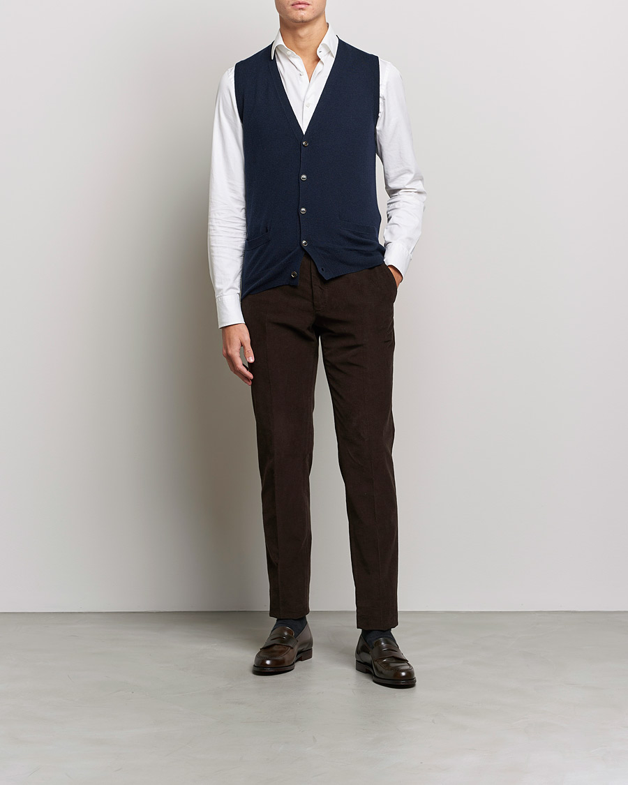 Piacenza Cashmere Cashmere Sleeveless Cardigan Navy