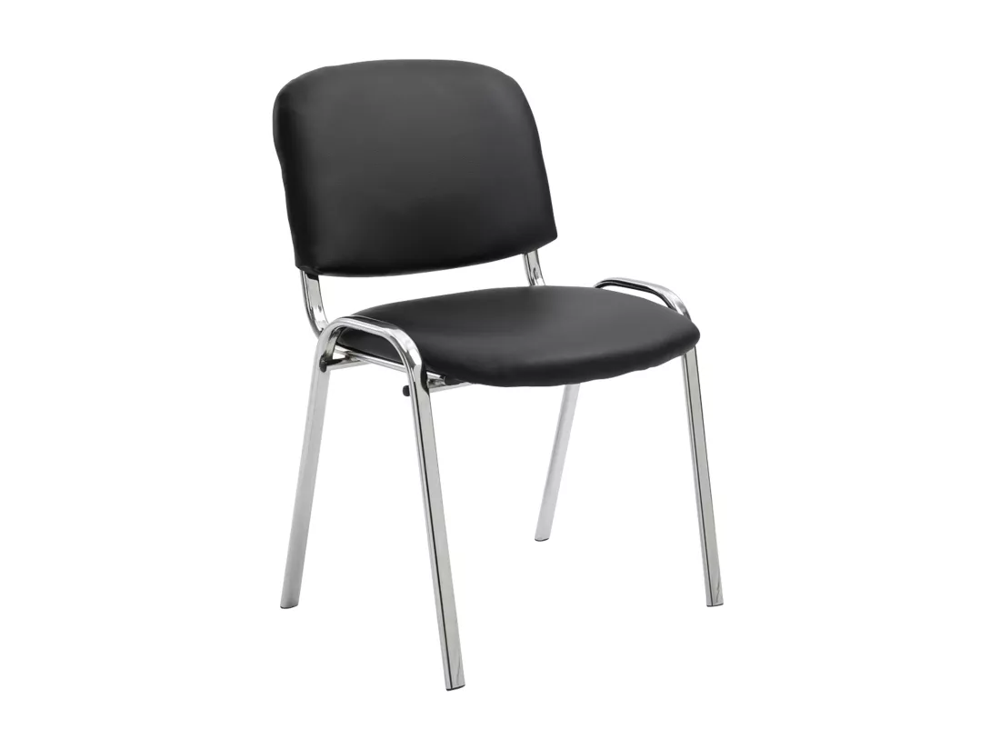 Chaise de salle à manger - Similicuir & Métal chromé - Noir - Ken