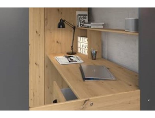VENTE-UNIQUE - Lit enfant Lit mezzanine auckland avec bureau et armoire - 90 x 200 cm...