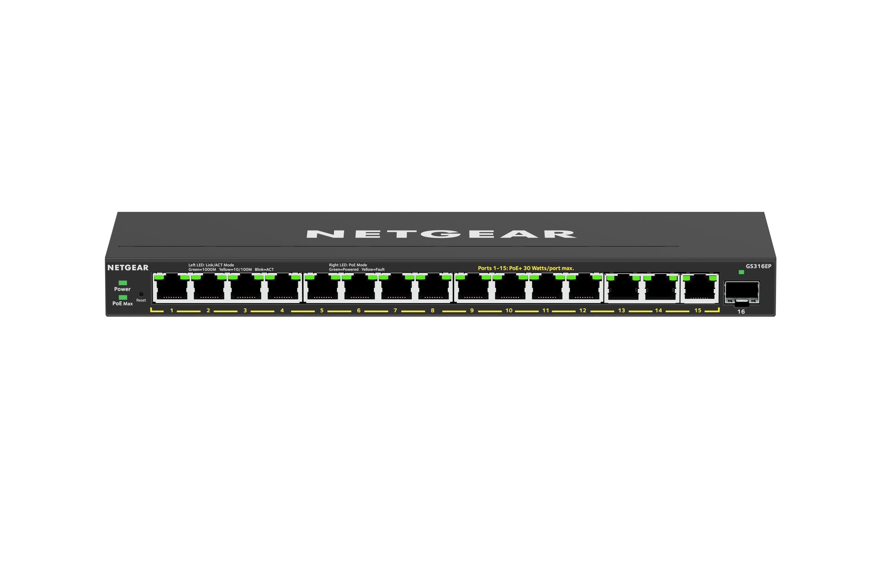 PoE+ Switch GS316EP-100PES 16 Port<br>Unmanaged 16 Port PoE+ Switch