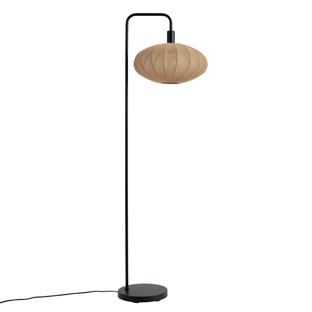 Japandi vloerlamp zwart met stoffen bruine kap - Bida