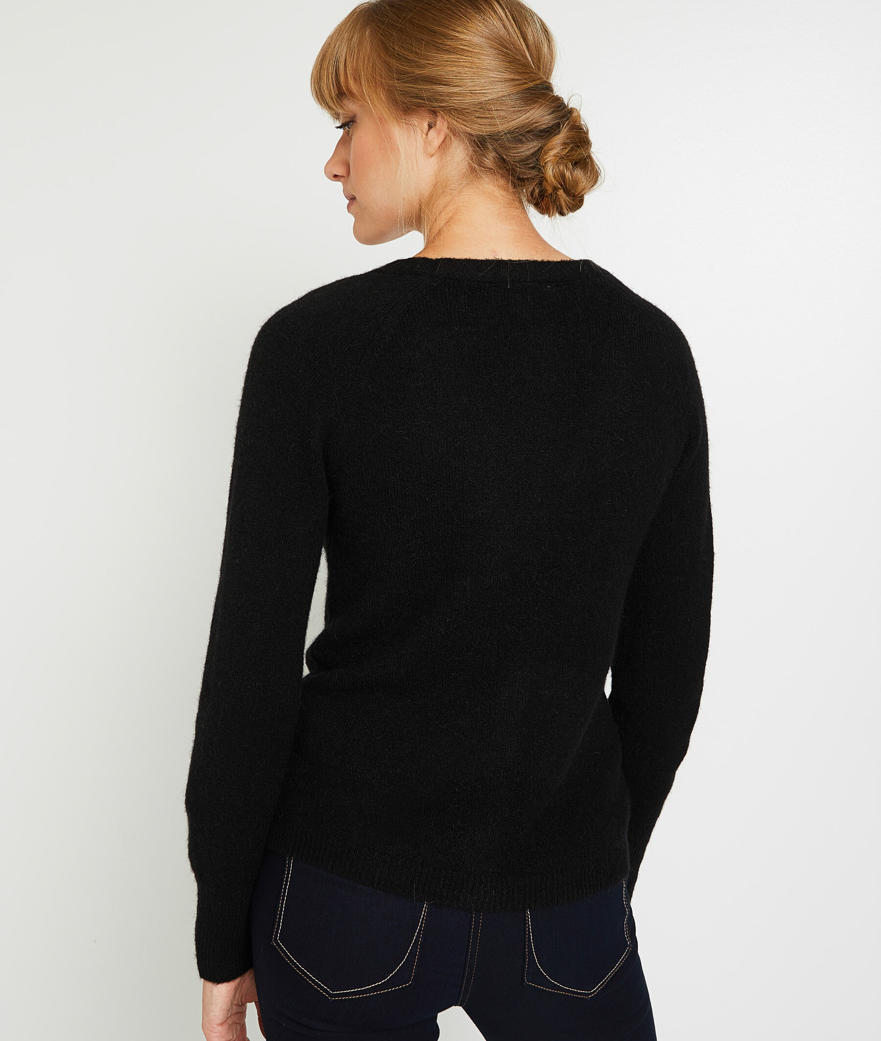 Gilet col V femme - NOIR