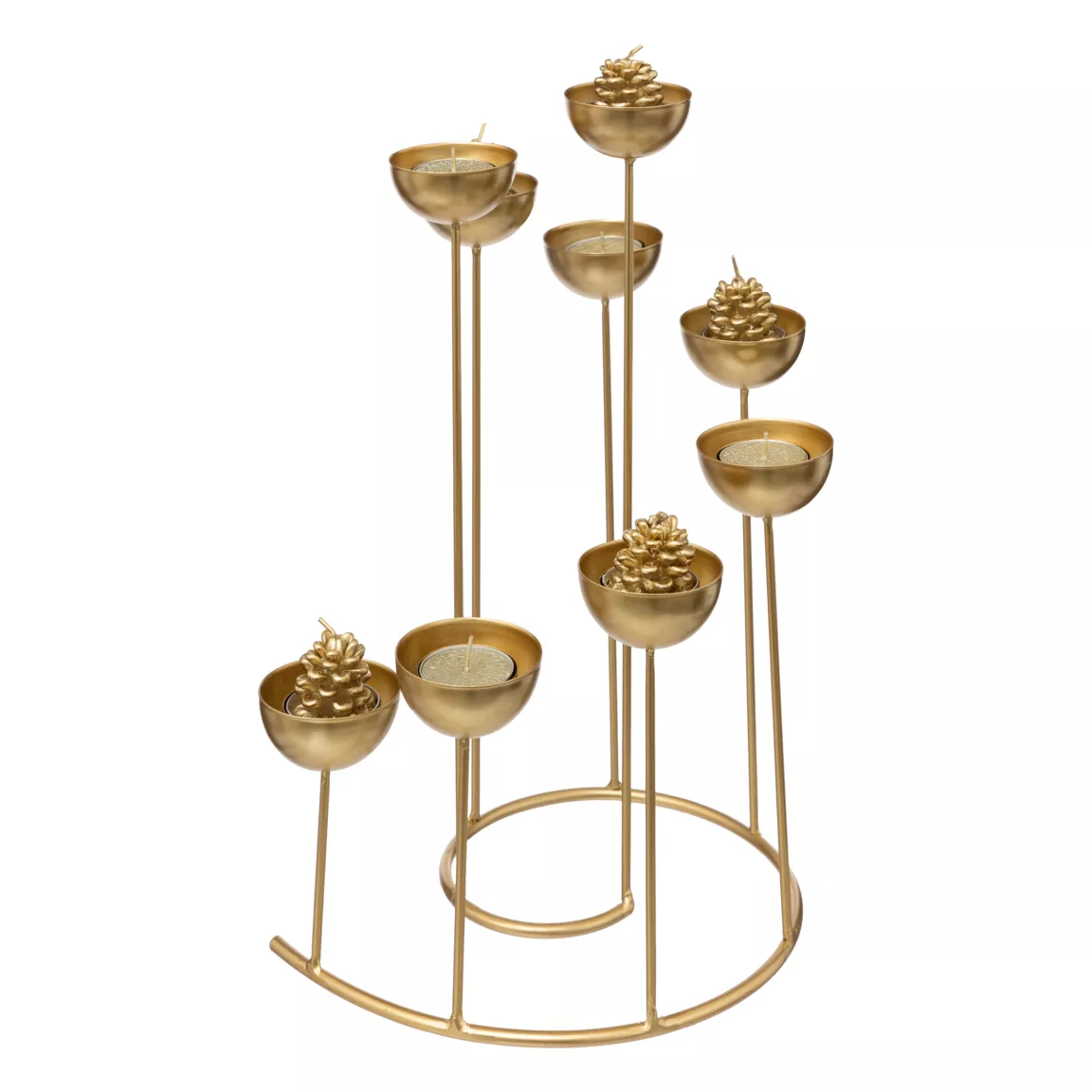 Bougeoir en métal 9 bougies (H35 cm) Spirale Doré
