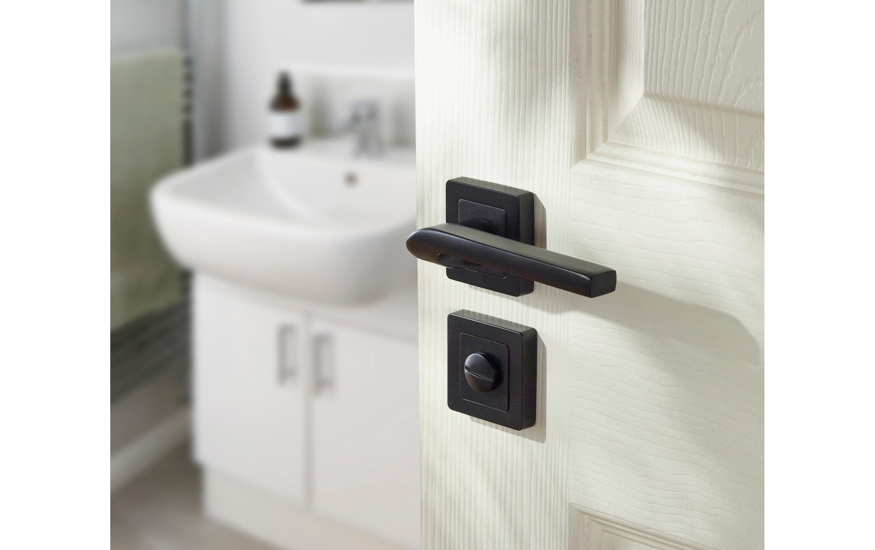 Türgriff Siena für Badezimmertür SchwarzTürgriff mit Knaufrosette, 8x8 mm