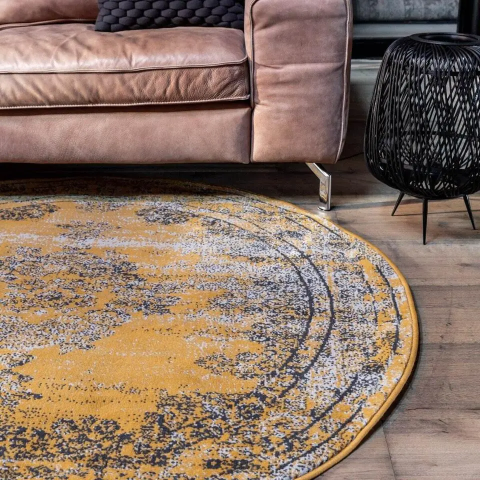 EVA Interior rond vintage Vloerkleed Bloom geel - 100 x 100 cm