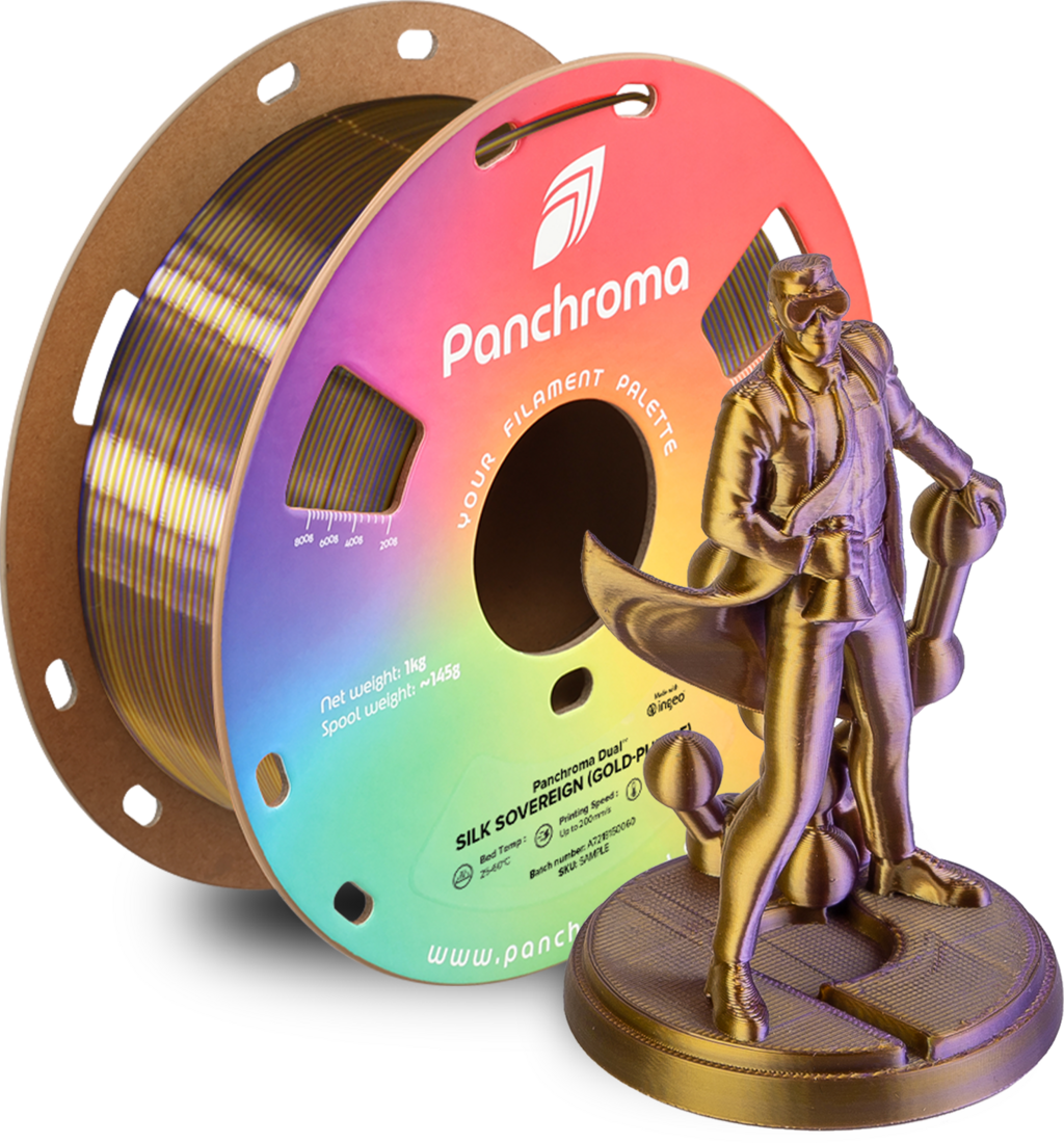 Polymaker  Panchroma™ PLA Dual Silk Sovereign (Gold-Purple), 1,75 mm / 1000 g    Zweifarbige Magie mit Seidenglanz in Sovereign