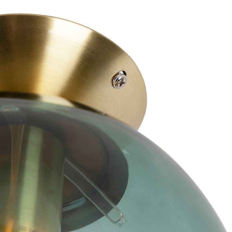 Art deco plafondlamp messing met groen glas - Pallon