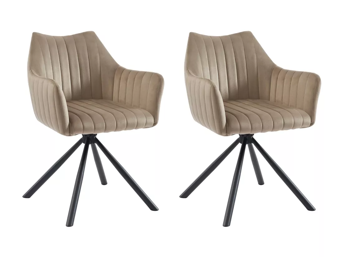 Lot de 2 chaises avec accoudoirs en velours et métal - Beige - IZIALI