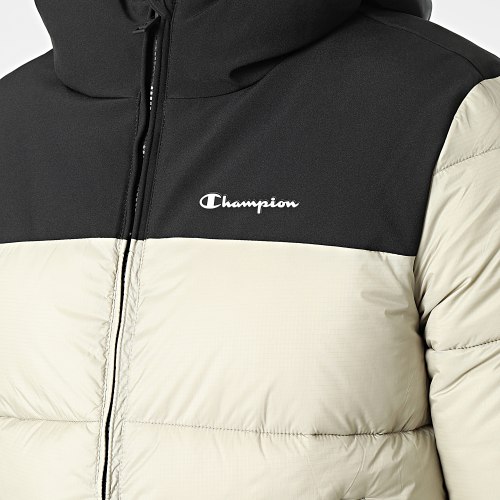 Doudoune Capuche 218080 Noir Beige