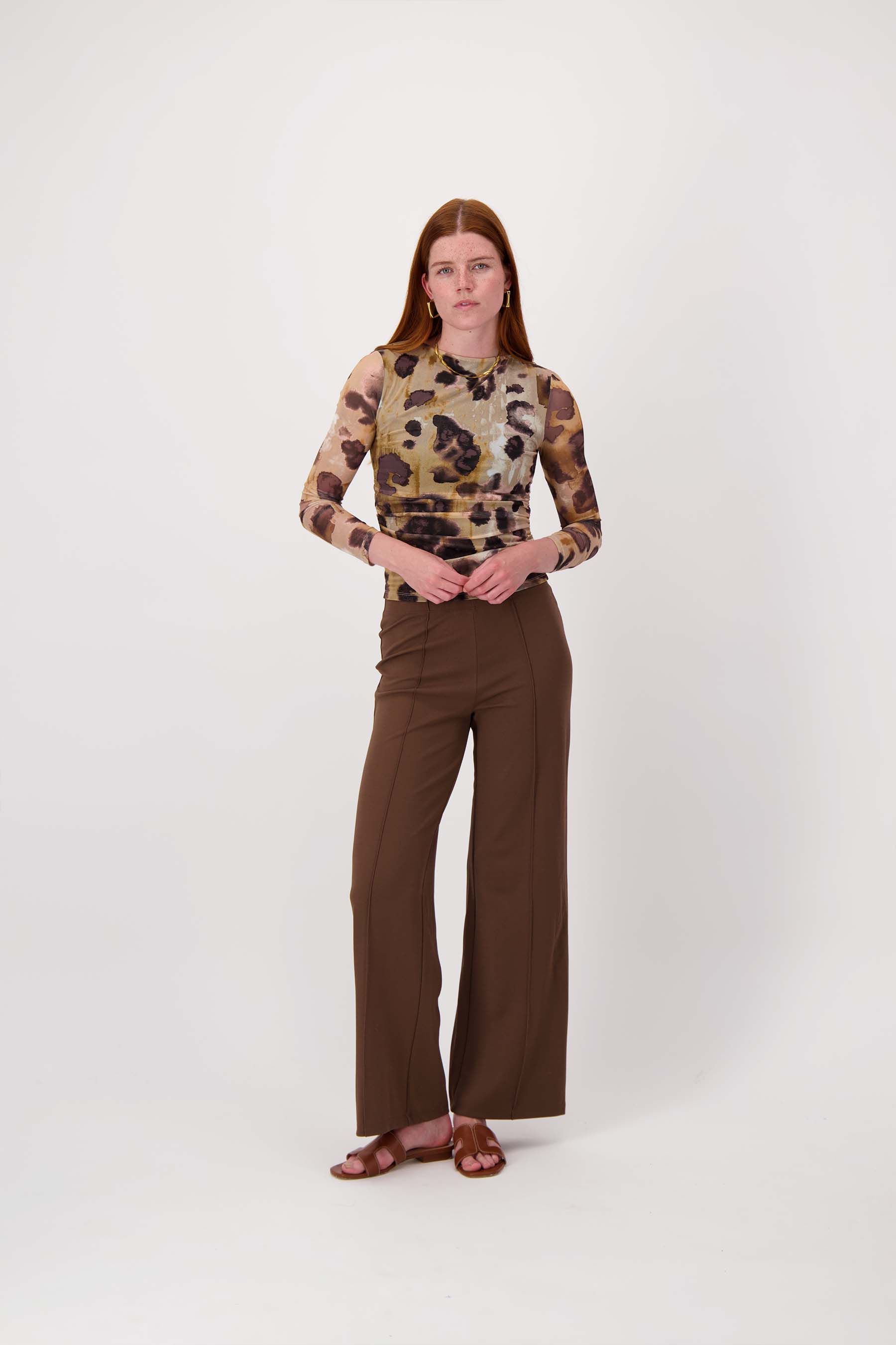 mesh top met vlekken print