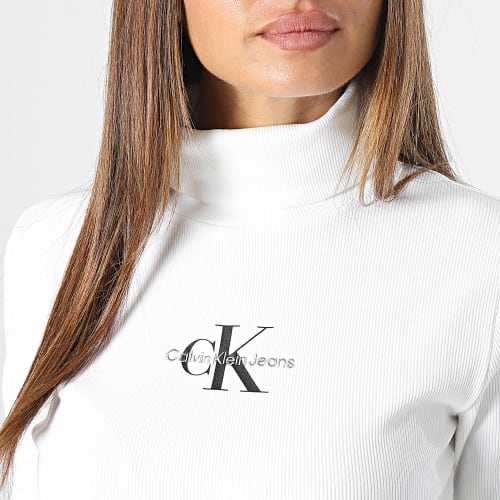 Tee Shirt Col Roulé Manches Longues Femme 2024 Beige Clair