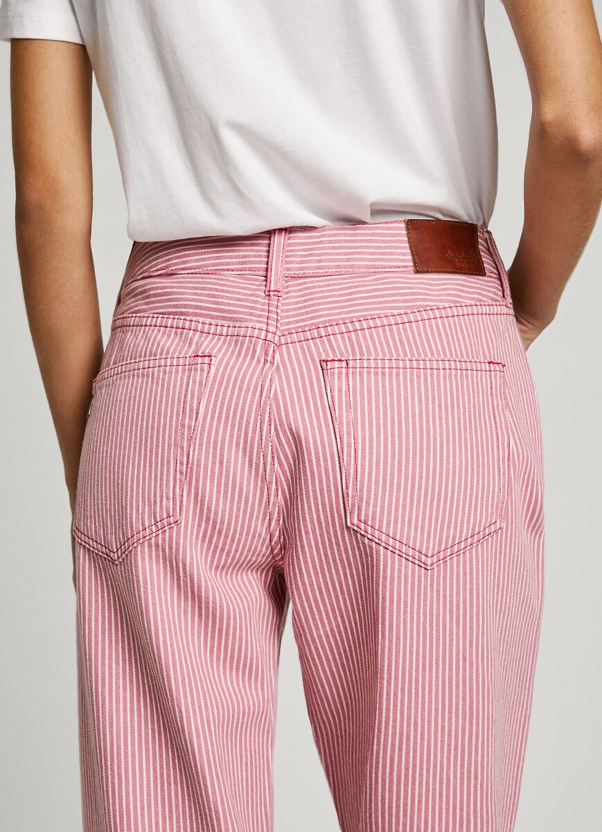 PEPE JEANS<br>Calça jeans larga com listras e cintura alta