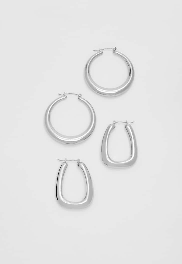 Conjunto de 2 brincos de argola estilo grunge